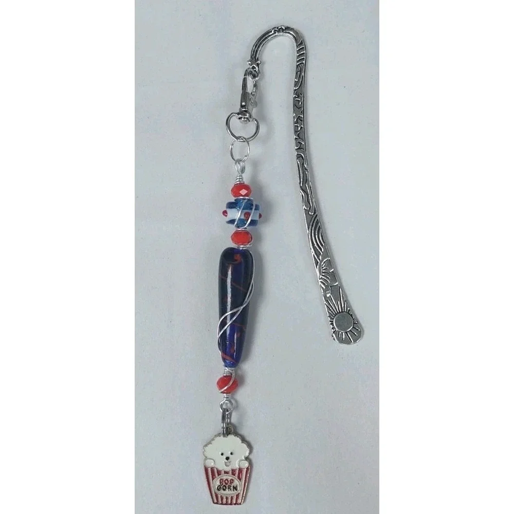 Handcrafted Bookmark Dog In Popcorn Wire Wrapped Lampwork Beads 7